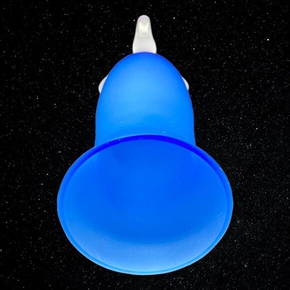 Art Glass Frosted Satin Footed Blue Clear Bud Vase 7”T 3”W - Picture 3 of 7